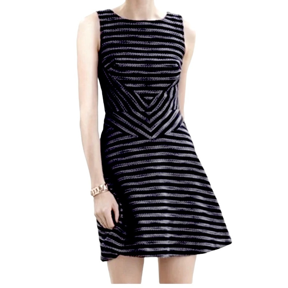 Halogen Striped Weave Dress Black